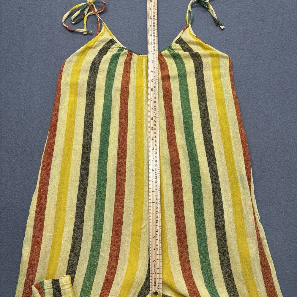 Suzie Kondi Striped Jumpsuit Cotton Gauze Resortwear Wide Leg Tie Shoulders XS - Picture 7 of 14